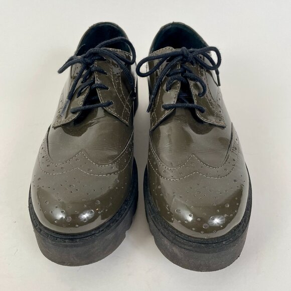 Marco Patent Platform Lace Up Brogue Oxfords Shoes, Deep Green, Size 7.5 (EU 38) - Picture 4 of 10